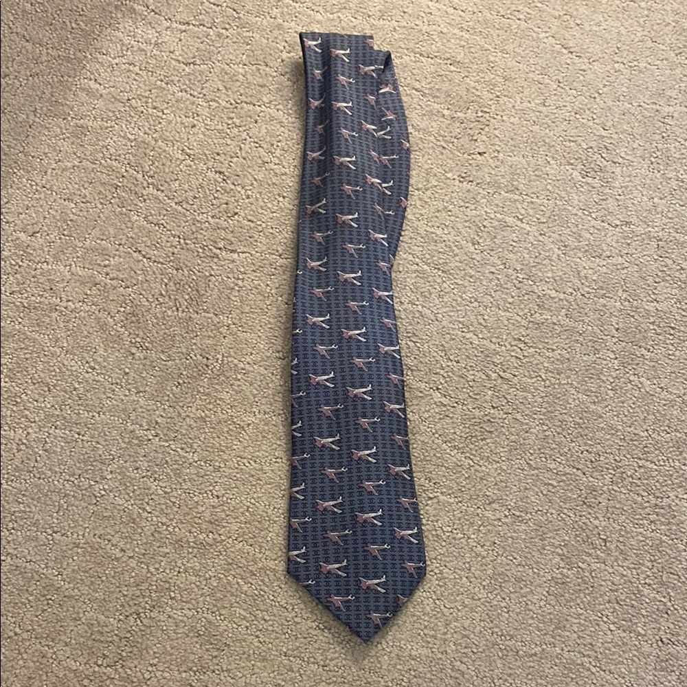 Chanel Men's Blue and Pink Patterned Tie - Picture 3 of 8